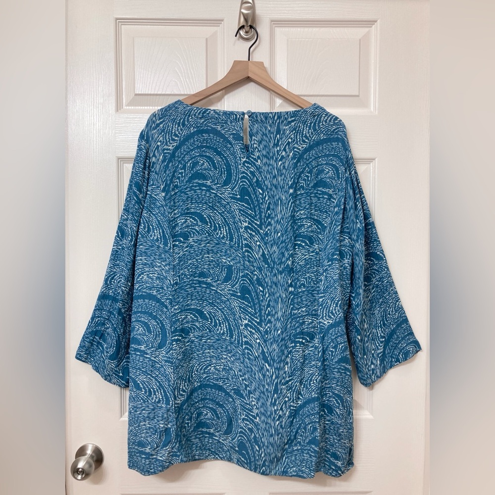 Soft Surroundings Women’s Blue Oceo Gauze Crinkle Tunic Top Size 2X Coastal Boho - Picture 5 of 9